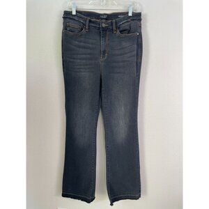 Judy Blue‎ Womens Size 31 Slim Bootcut Jeans Dark Wash Frayed Hem Stretch Denim